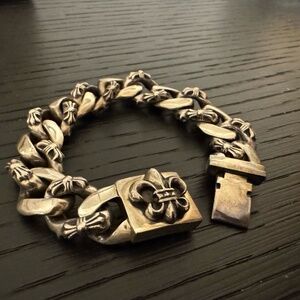 Chrome Hearts Fleur-De-Lis Silver ID Chain Bracelet